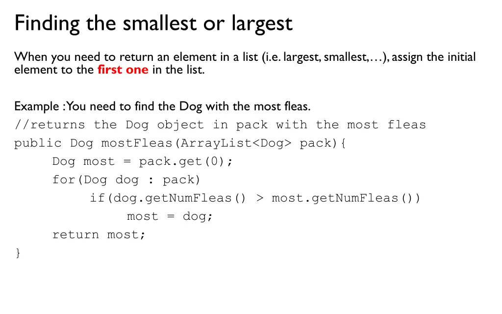 finding the smallest or largest