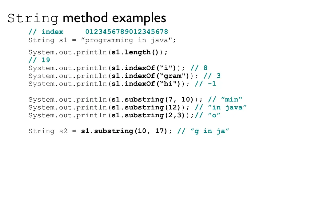 string method examples index 0123456789012345678