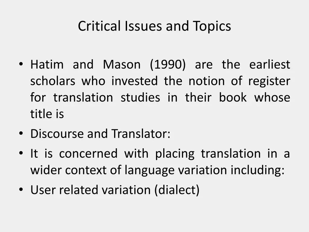 critical issues and topics 1