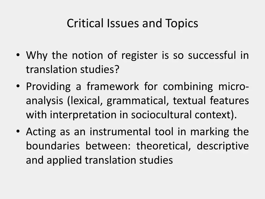 critical issues and topics