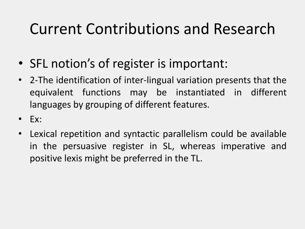 current contributions and research 2