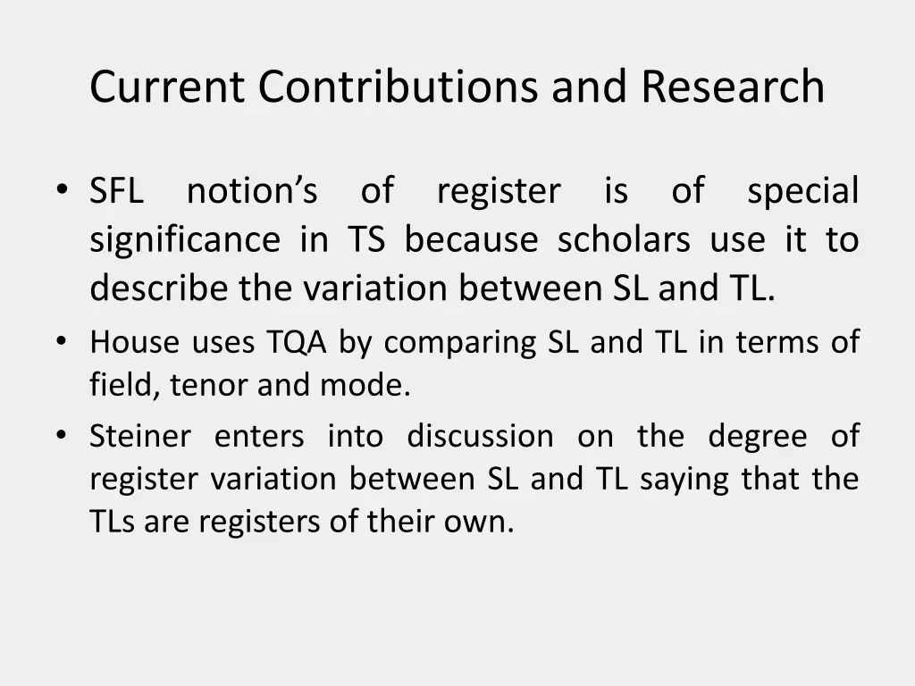 current contributions and research