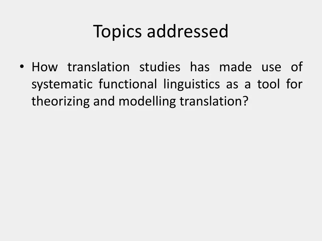 topics addressed