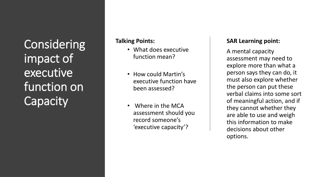 talking points what does executive function mean 1