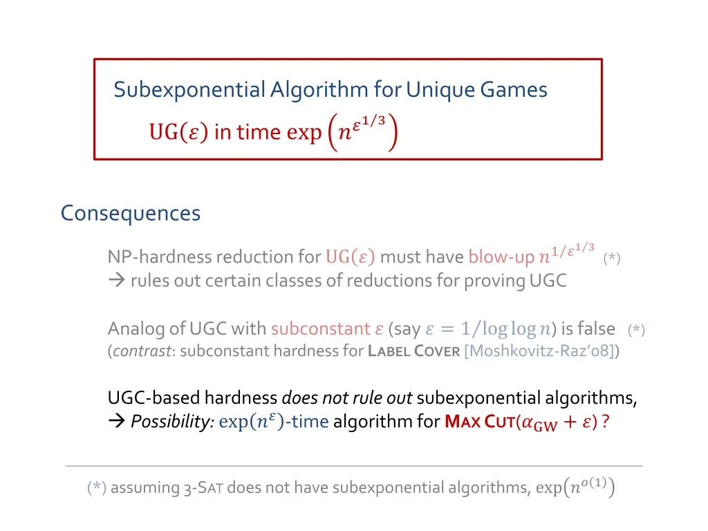 subexponential algorithm for unique games 1