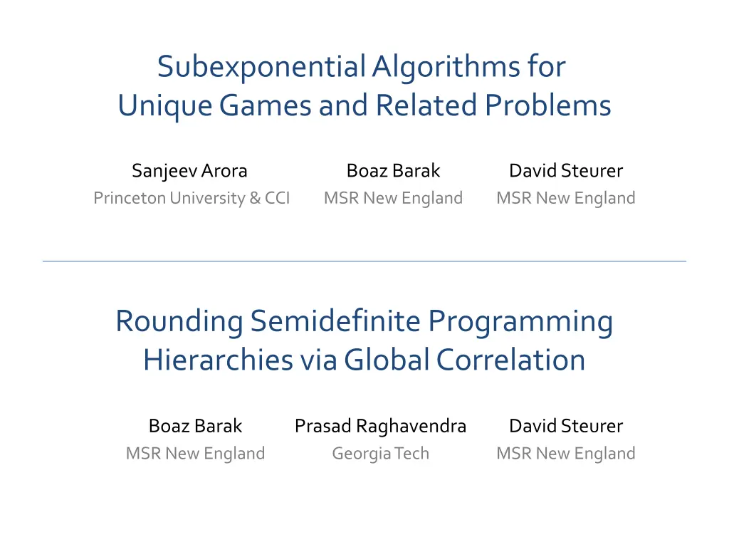 subexponential algorithms for unique games 1