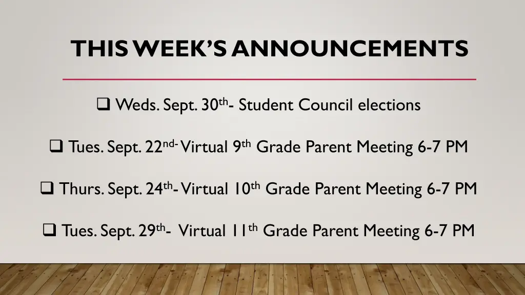 this week s announcements