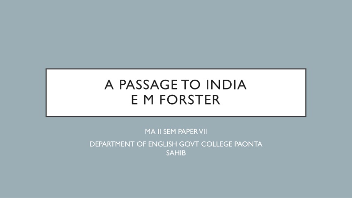 a passage to india e m forster