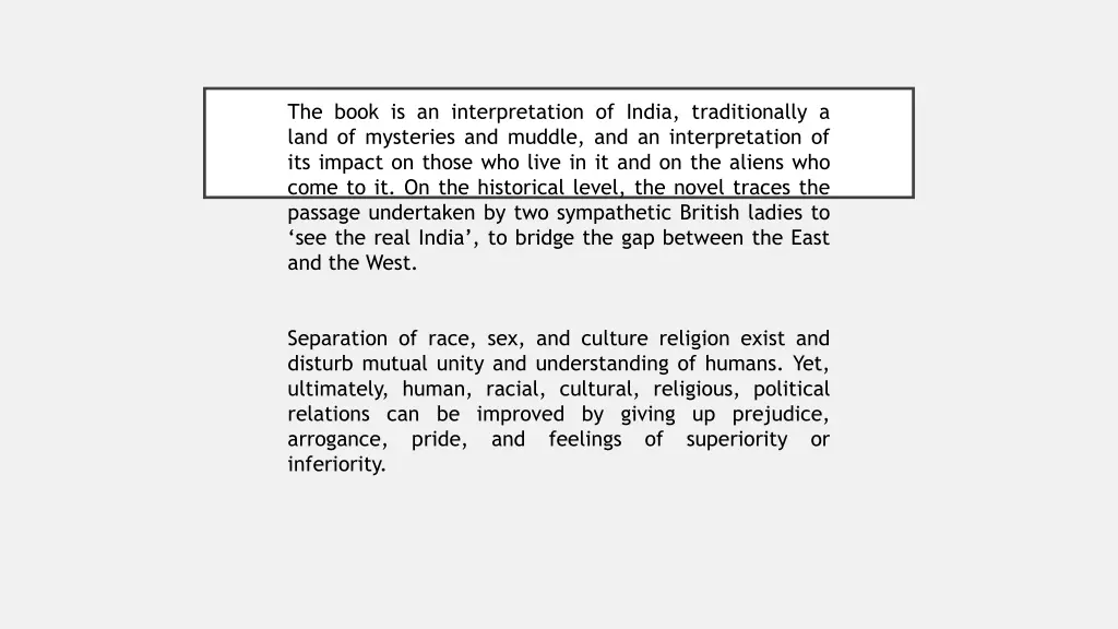 the book is an interpretation of india