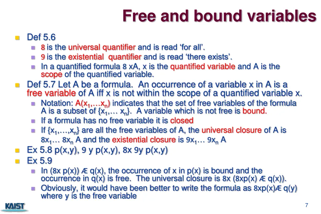 free and bound variables