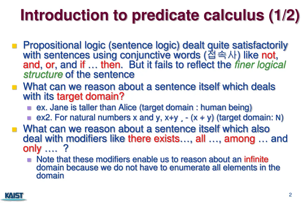 introduction to predicate calculus 1 2