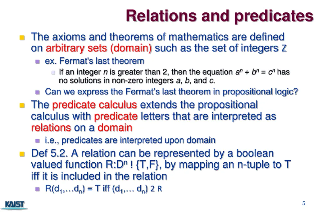 relations and predicates
