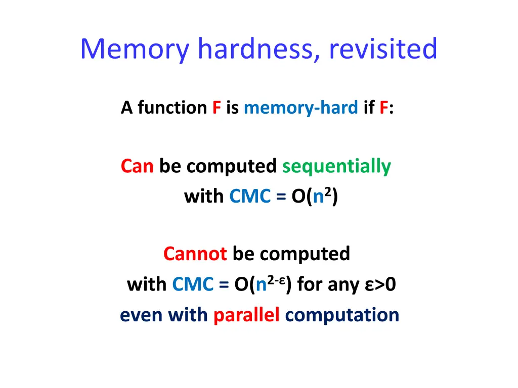 memory hardness revisited