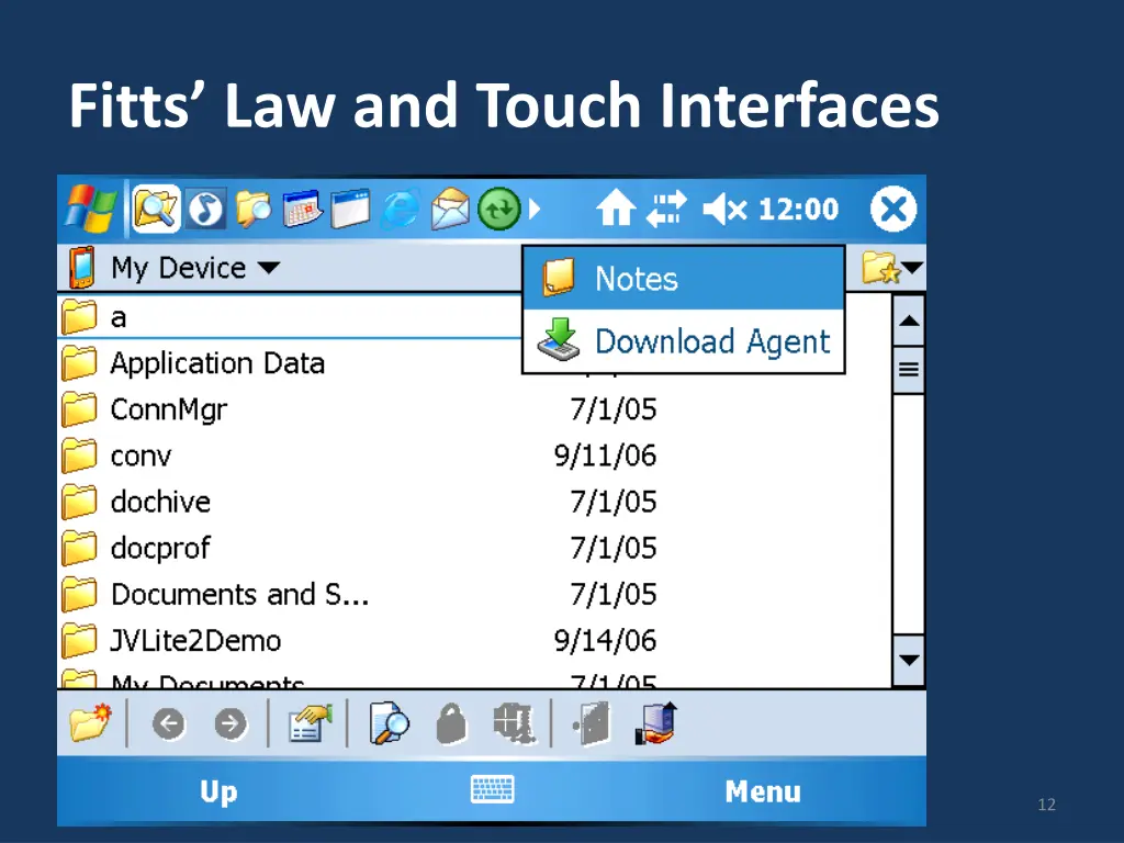 fitts law and touch interfaces