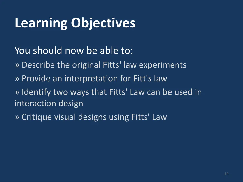 learning objectives 1