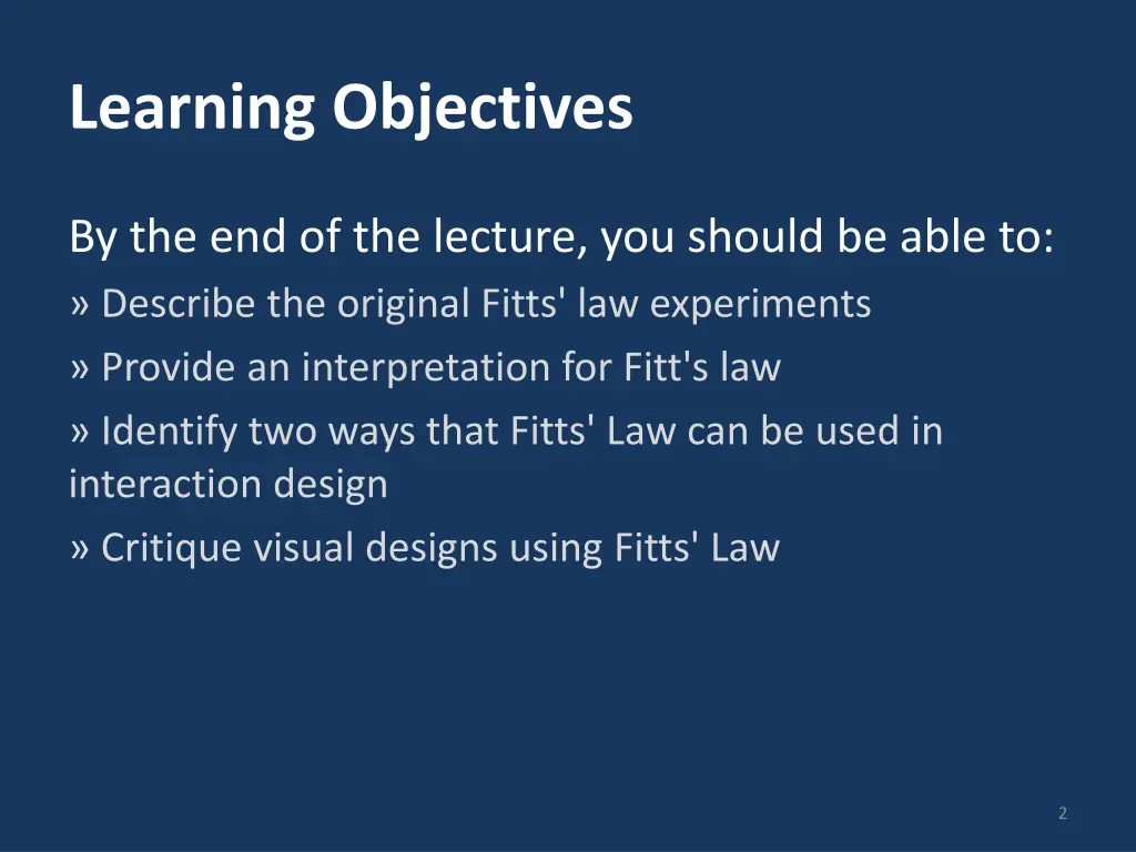 learning objectives