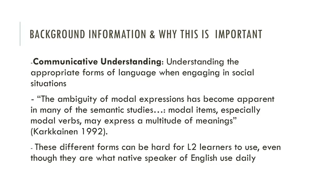 background information why this is important