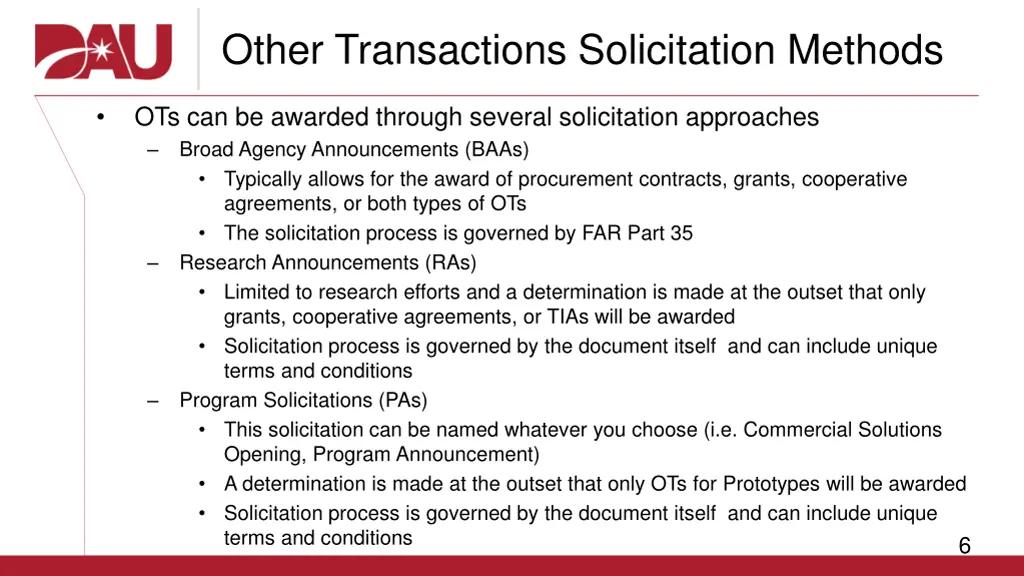 other transactions solicitation methods