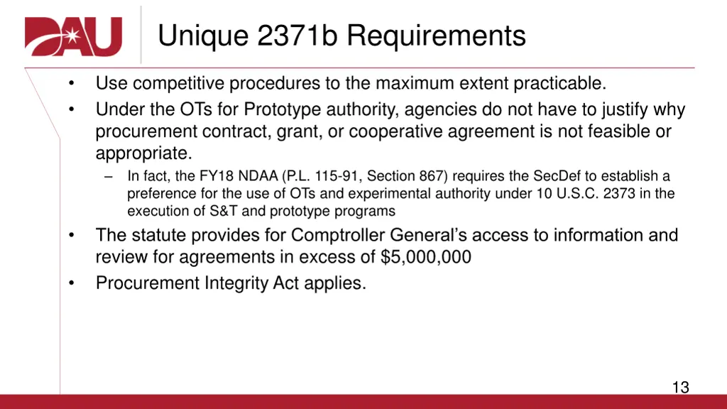 unique 2371b requirements