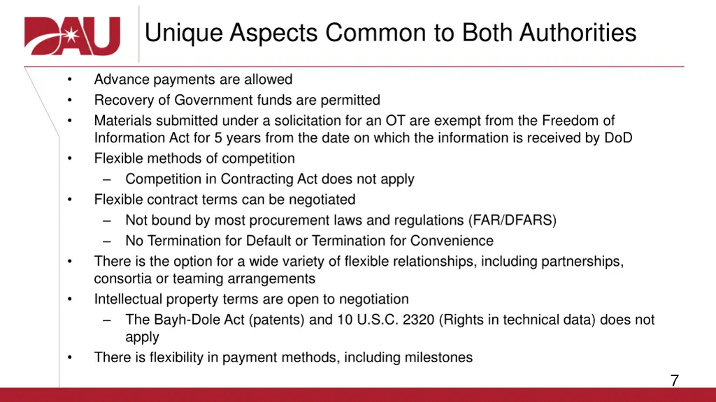 unique aspects common to both authorities