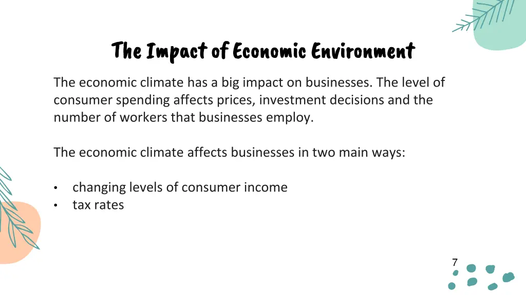 the impact of economic environment the impact