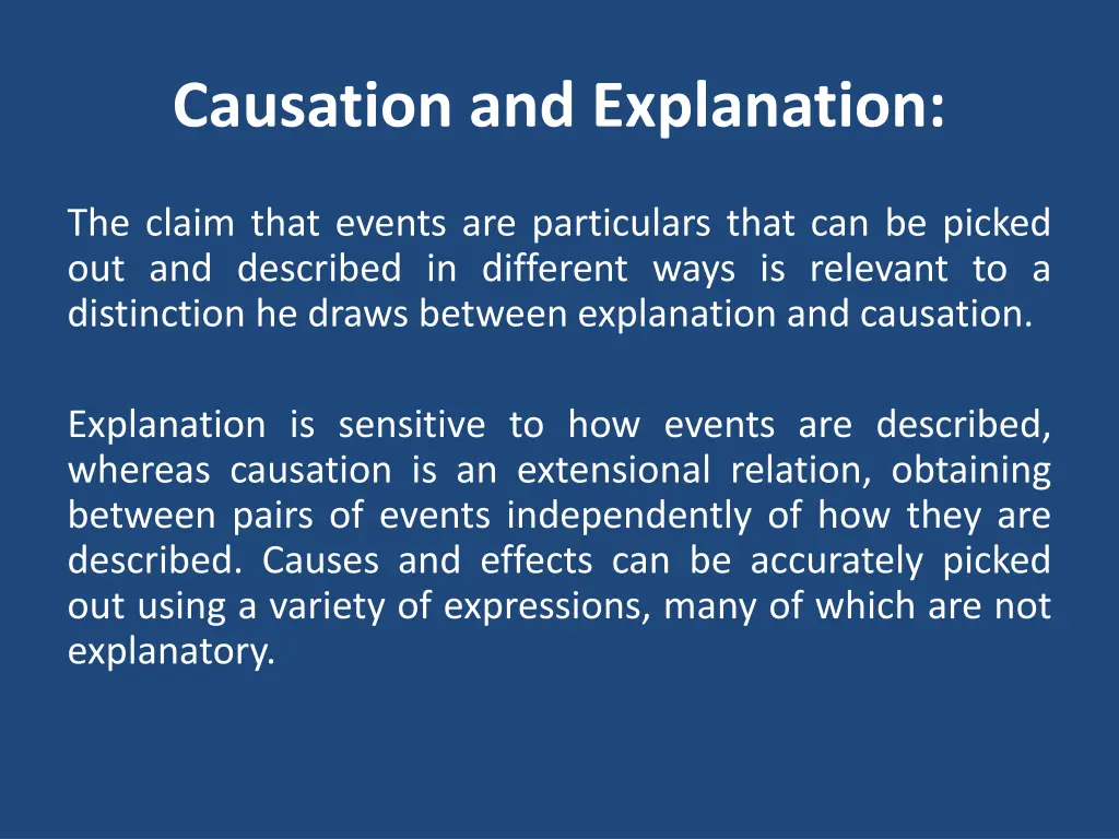 causation and explanation