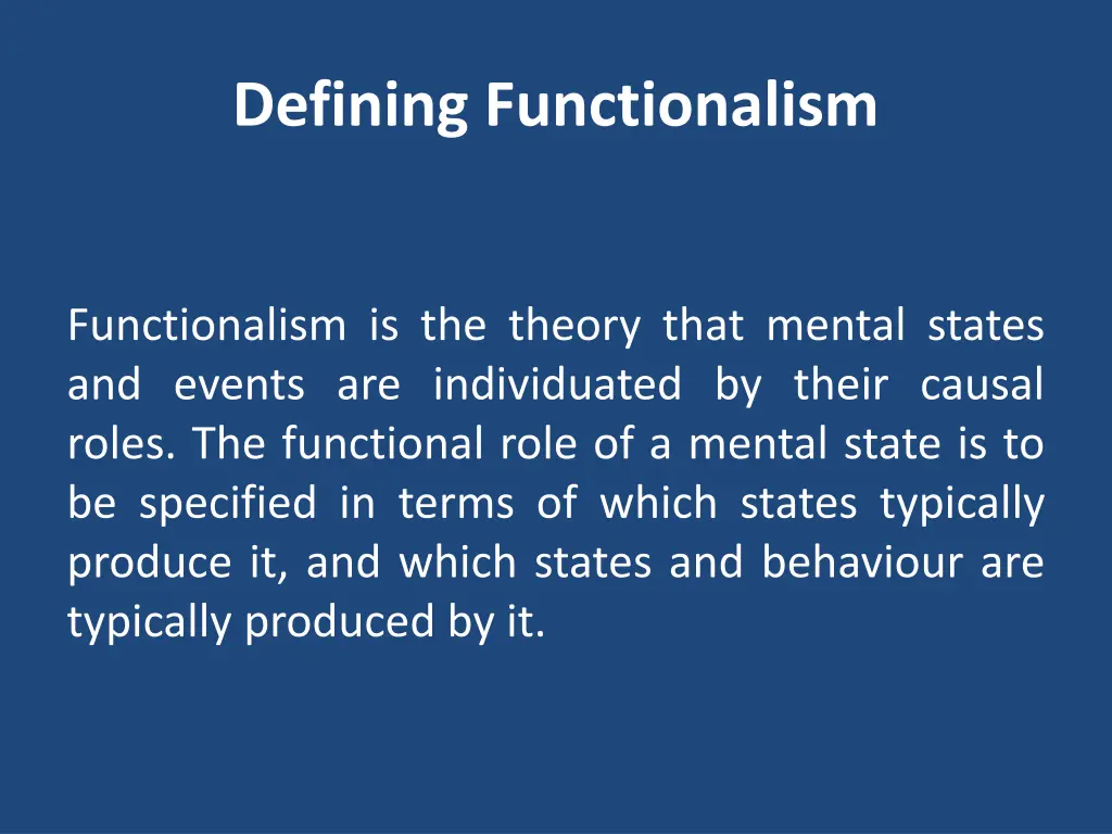 defining functionalism