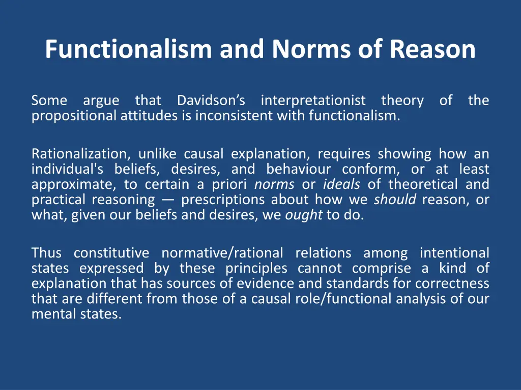 functionalism and norms of reason