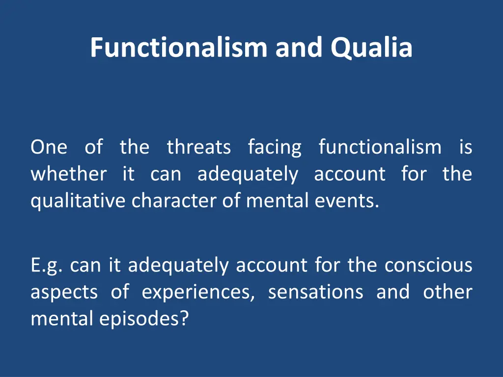 functionalism and qualia