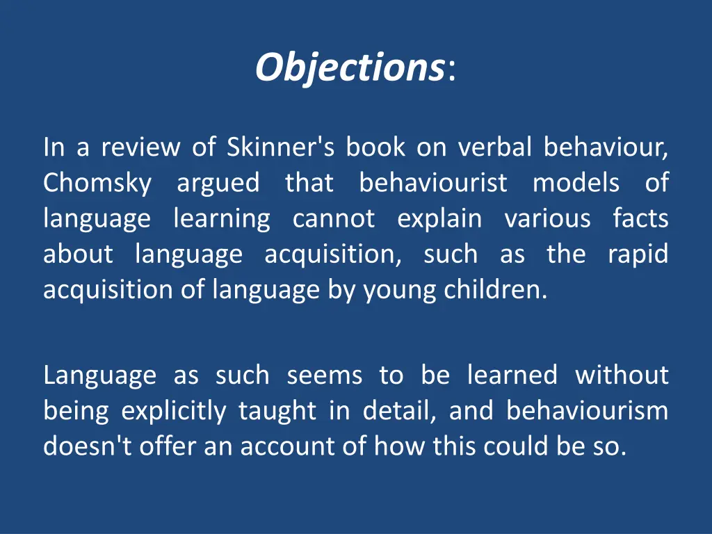 objections