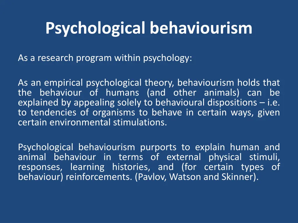 psychological behaviourism