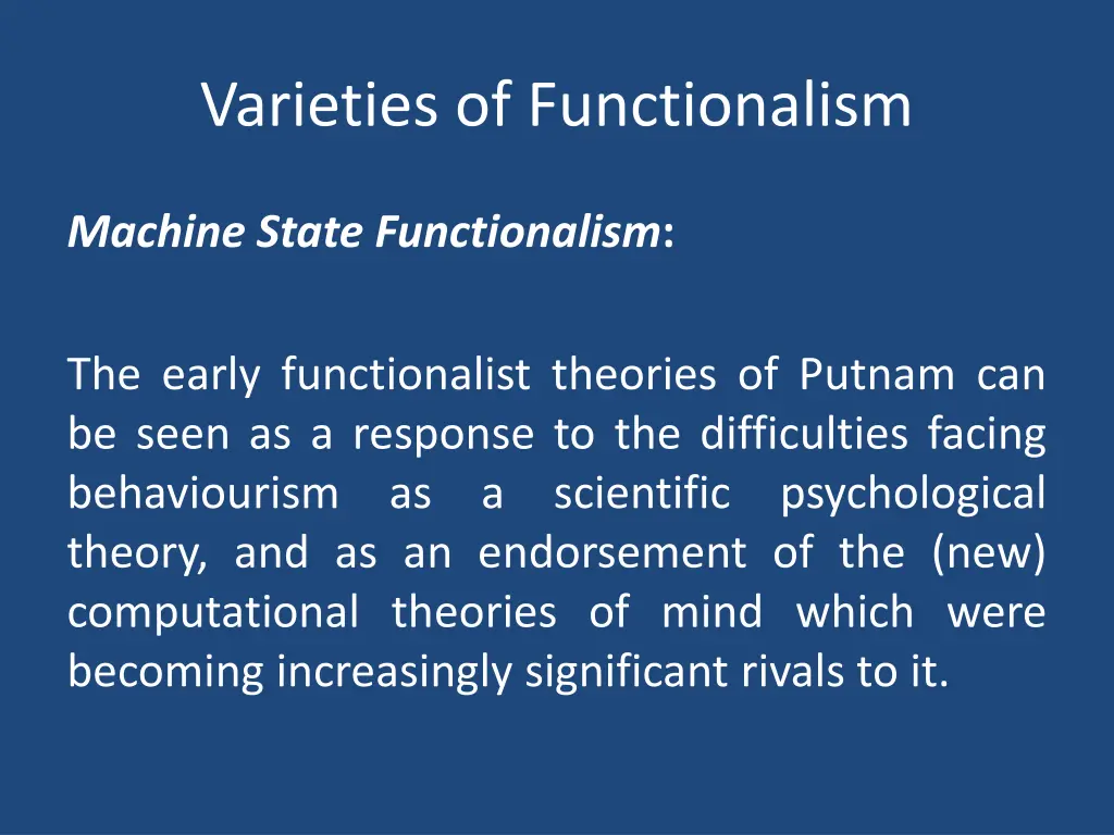 varieties of functionalism 1