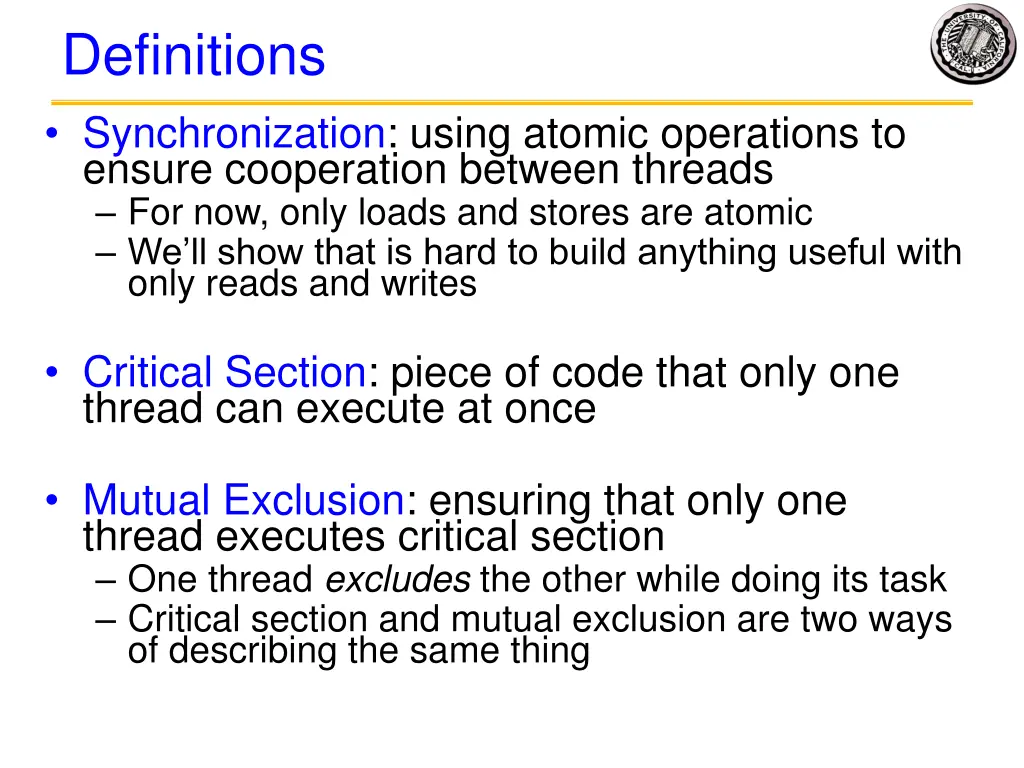 definitions synchronization using atomic