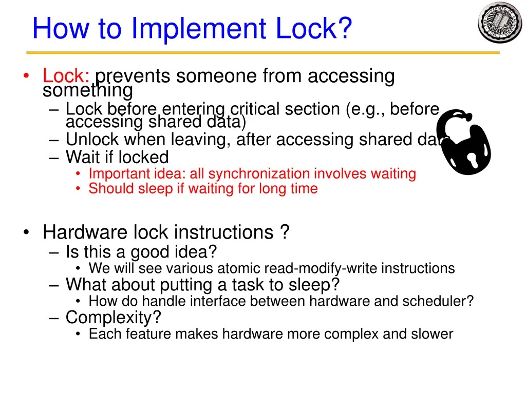 how to implement lock