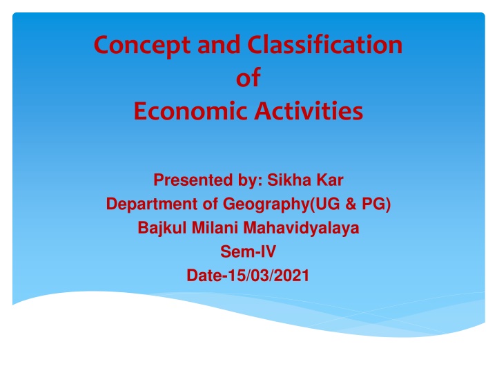 concept and classification of economic activities