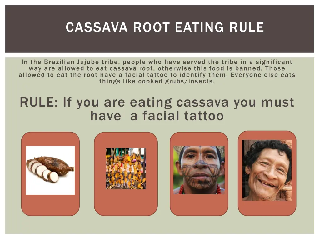 cassava root eating rule