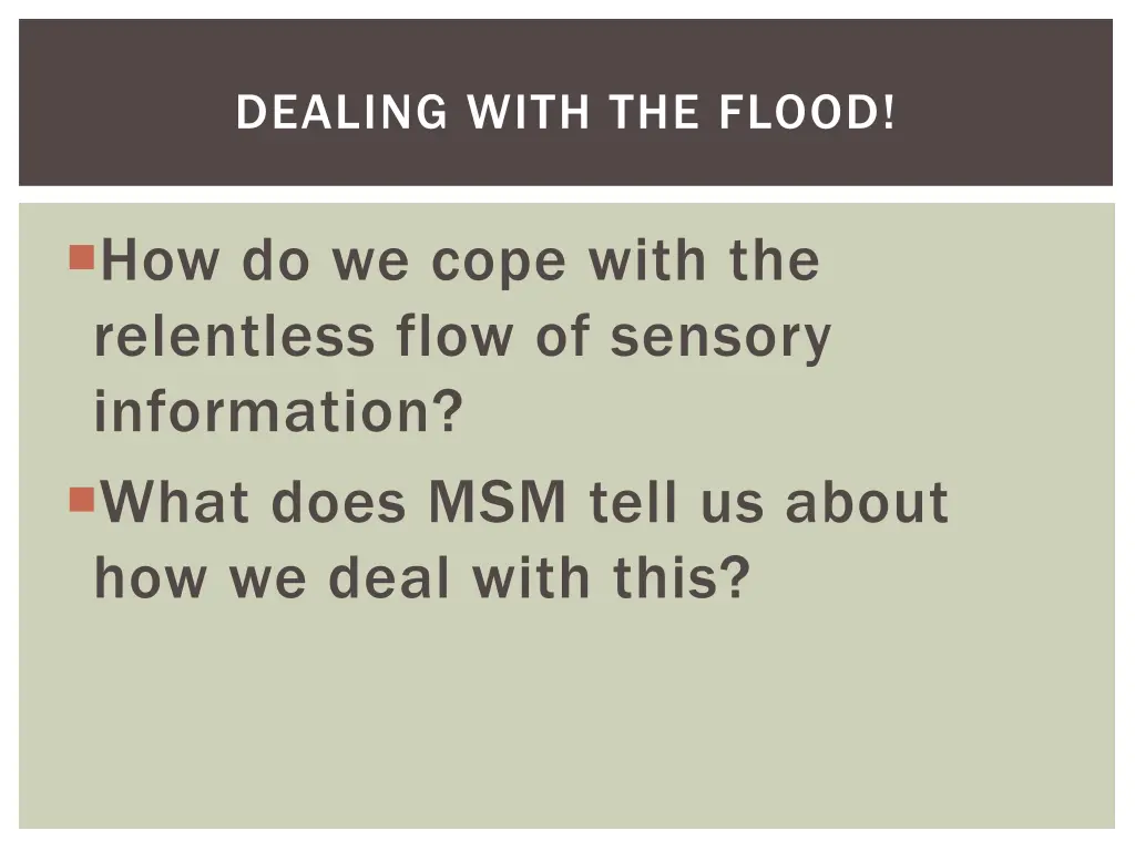 dealing with the flood