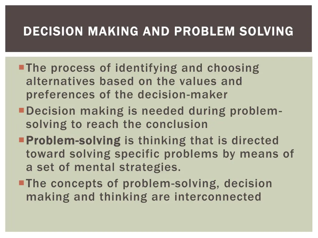 decision making and problem solving decision