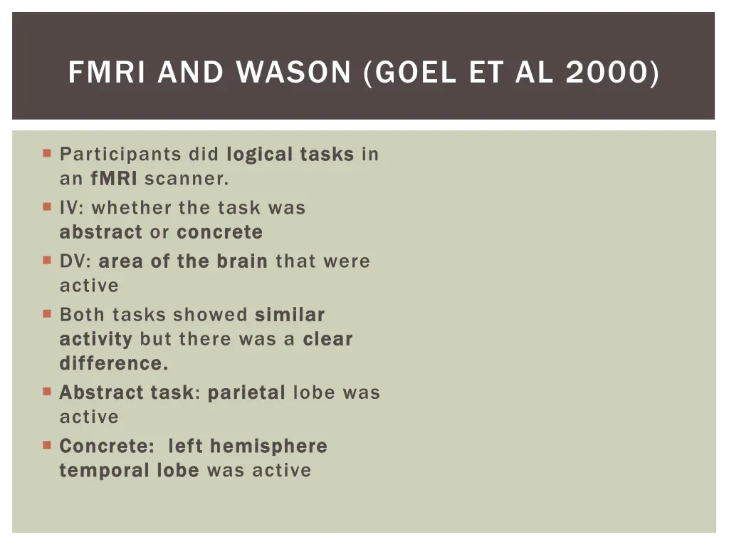 fmri and wason goel et al 2000