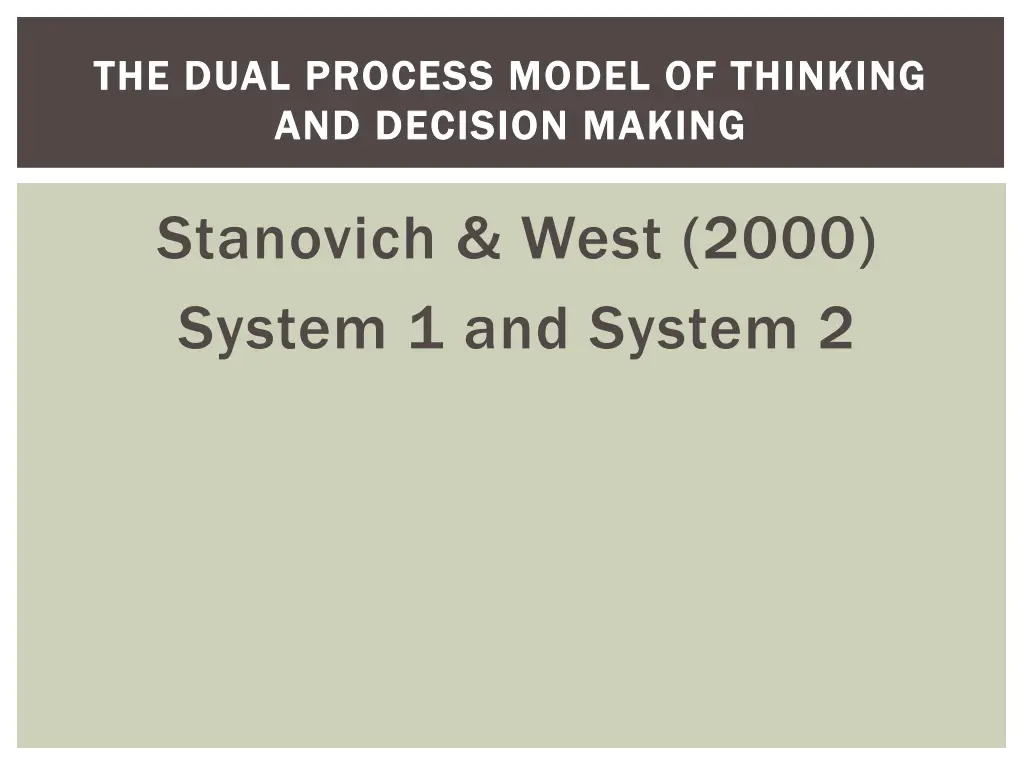 the dual process model of thinking the dual