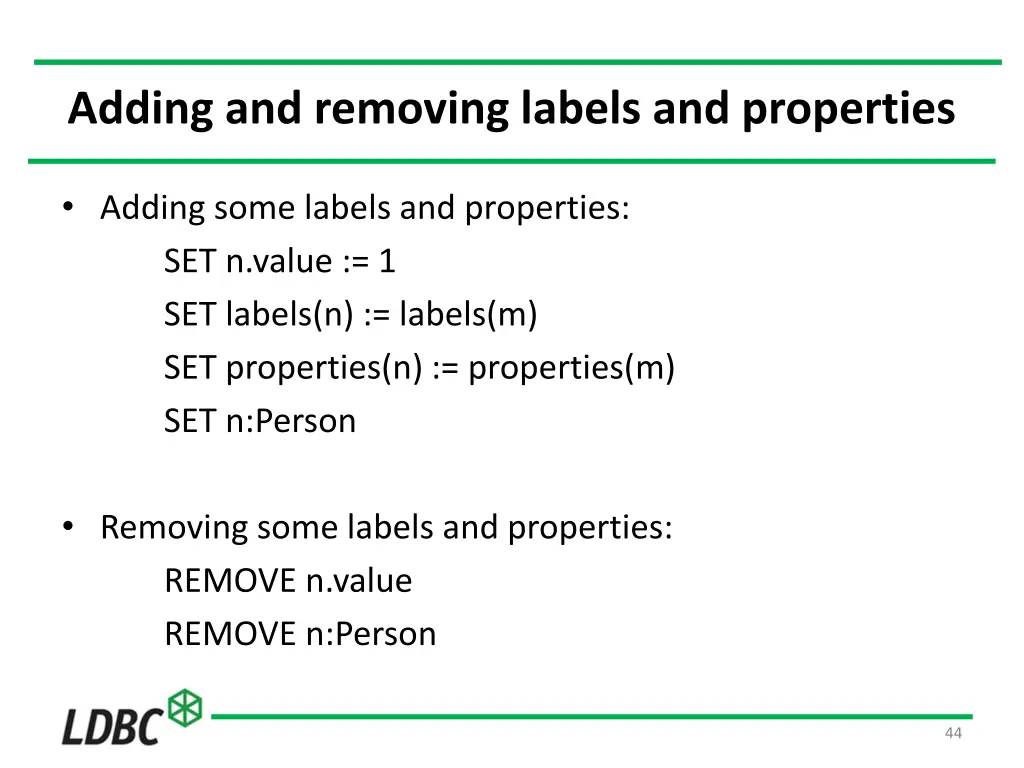 adding and removing labels and properties 1