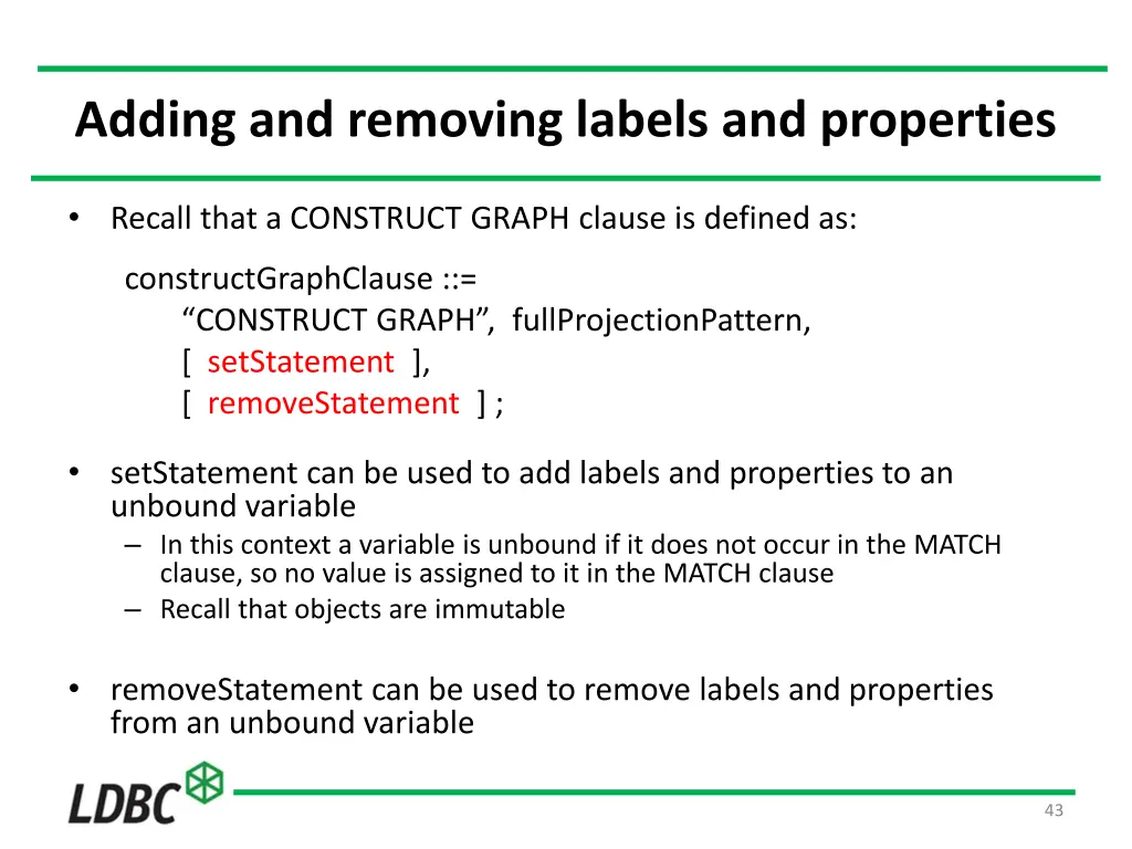 adding and removing labels and properties