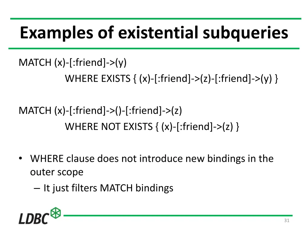 examples of existential subqueries