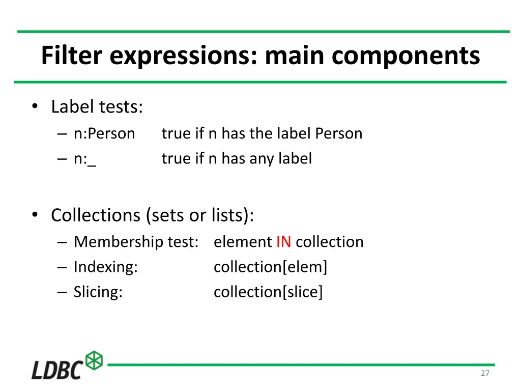 filter expressions main components 1