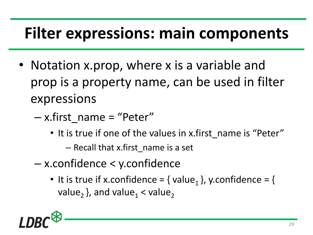 filter expressions main components 3