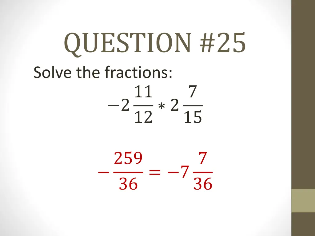 question 25 solve the fractions 2 11