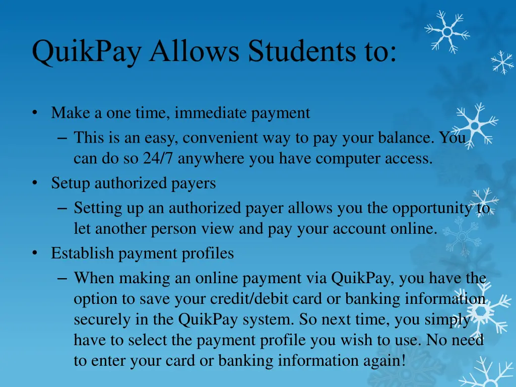 make a one time immediate payment this is an easy