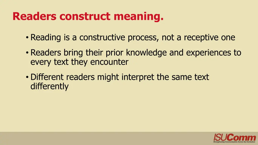 readers construct meaning