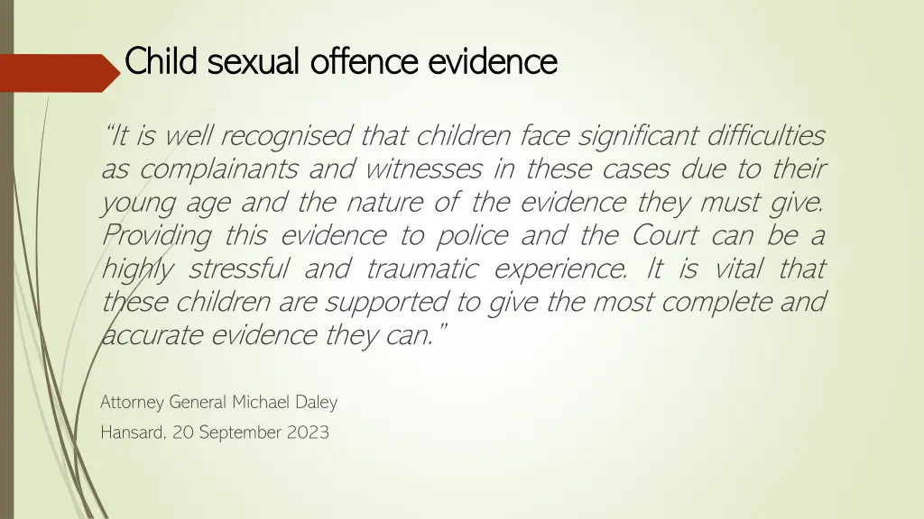 child sexual offence evidence child sexual