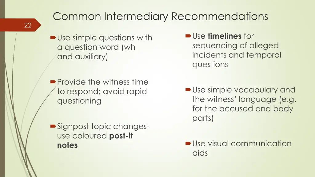 common intermediary recommendations